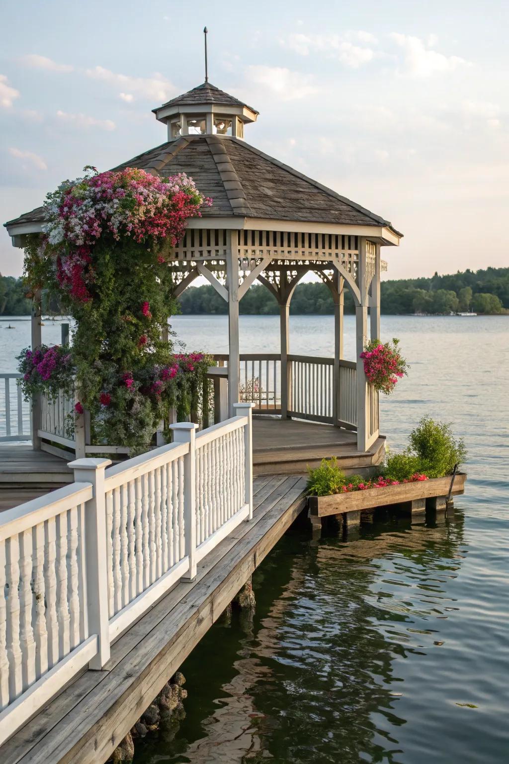Bring storybook charm to your dock with a cottage-style gazebo.