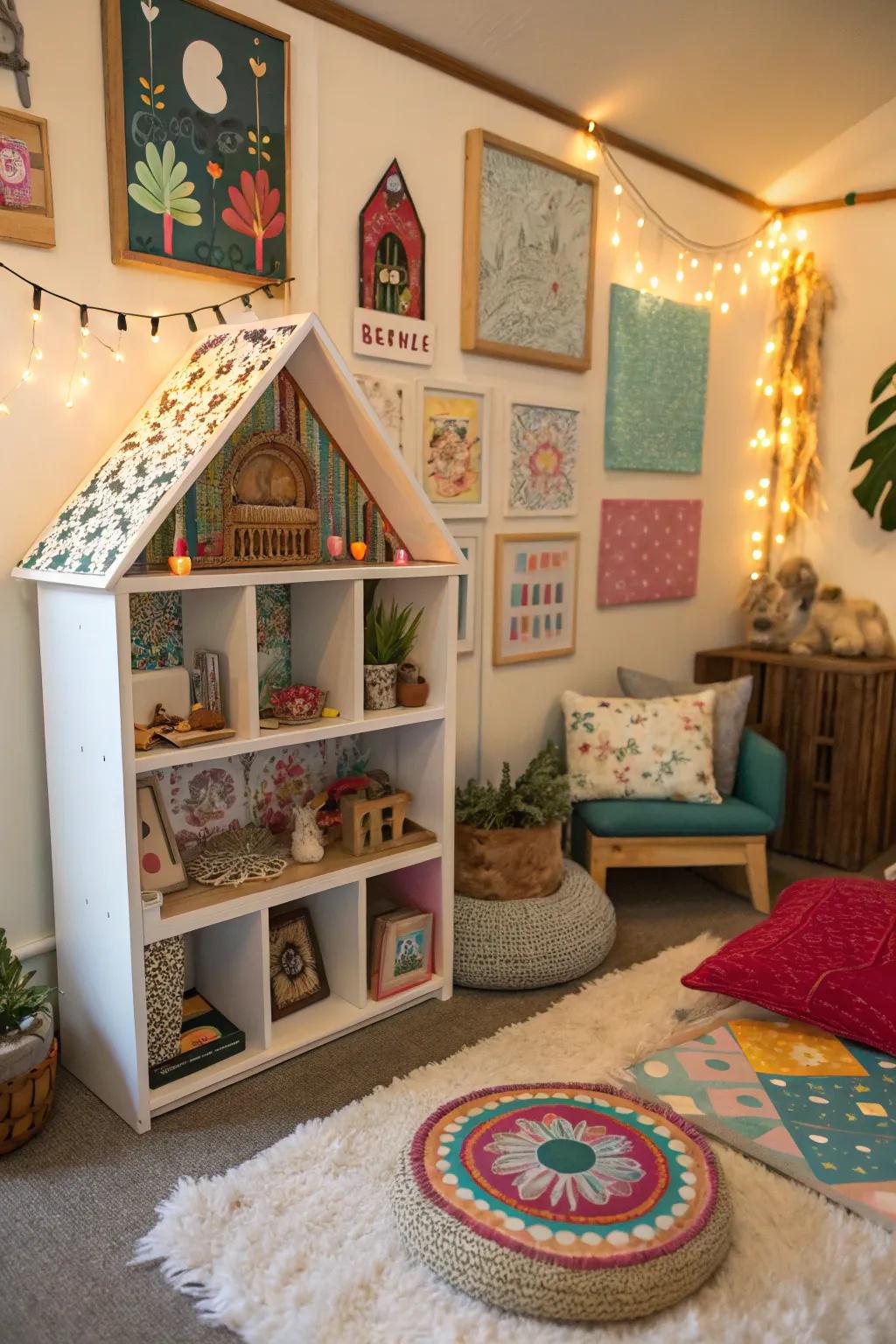 Voice your creativity with artistic decor in your dollhouse.