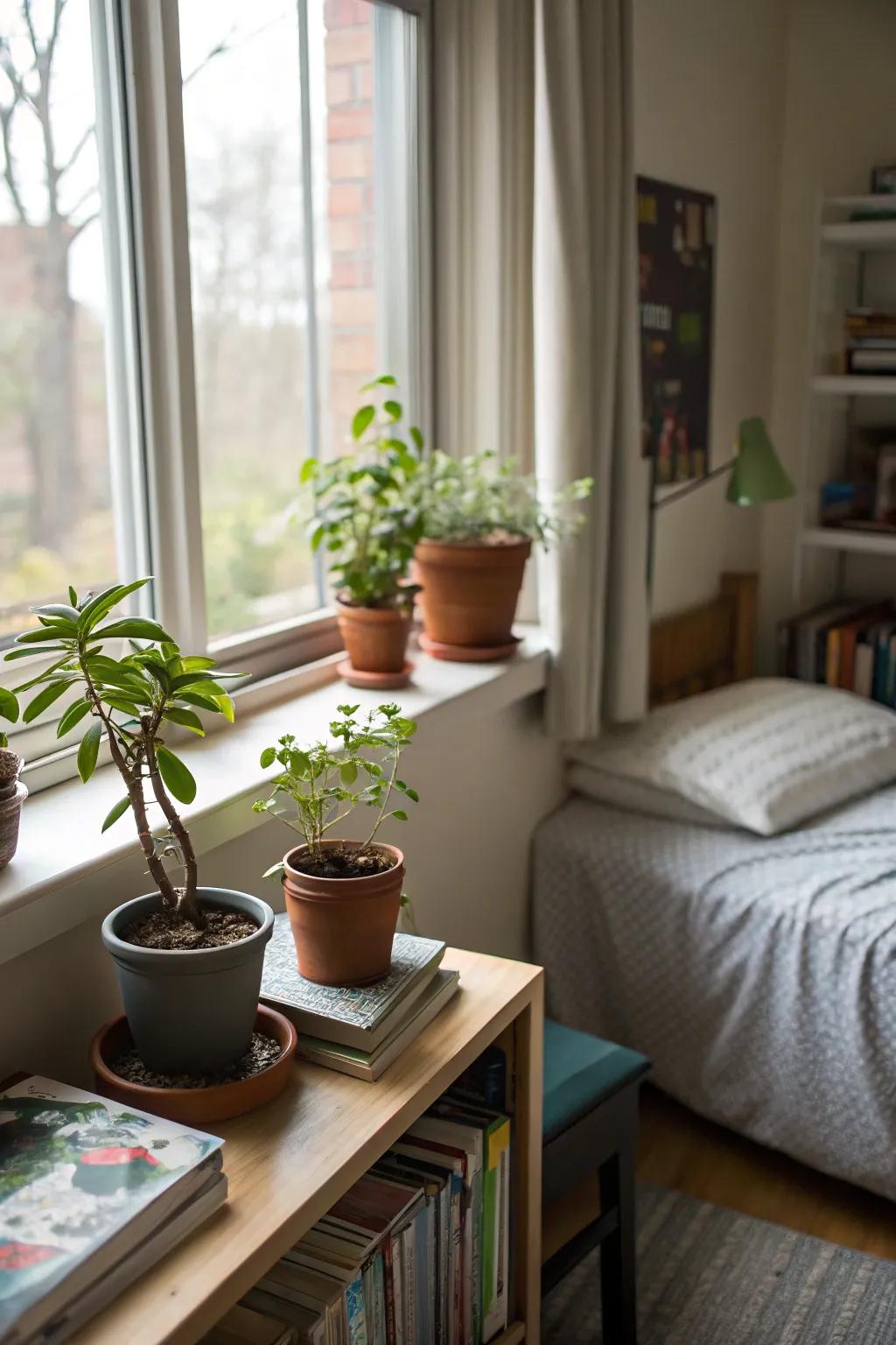 Plants add life and make your dorm room feel fresh.