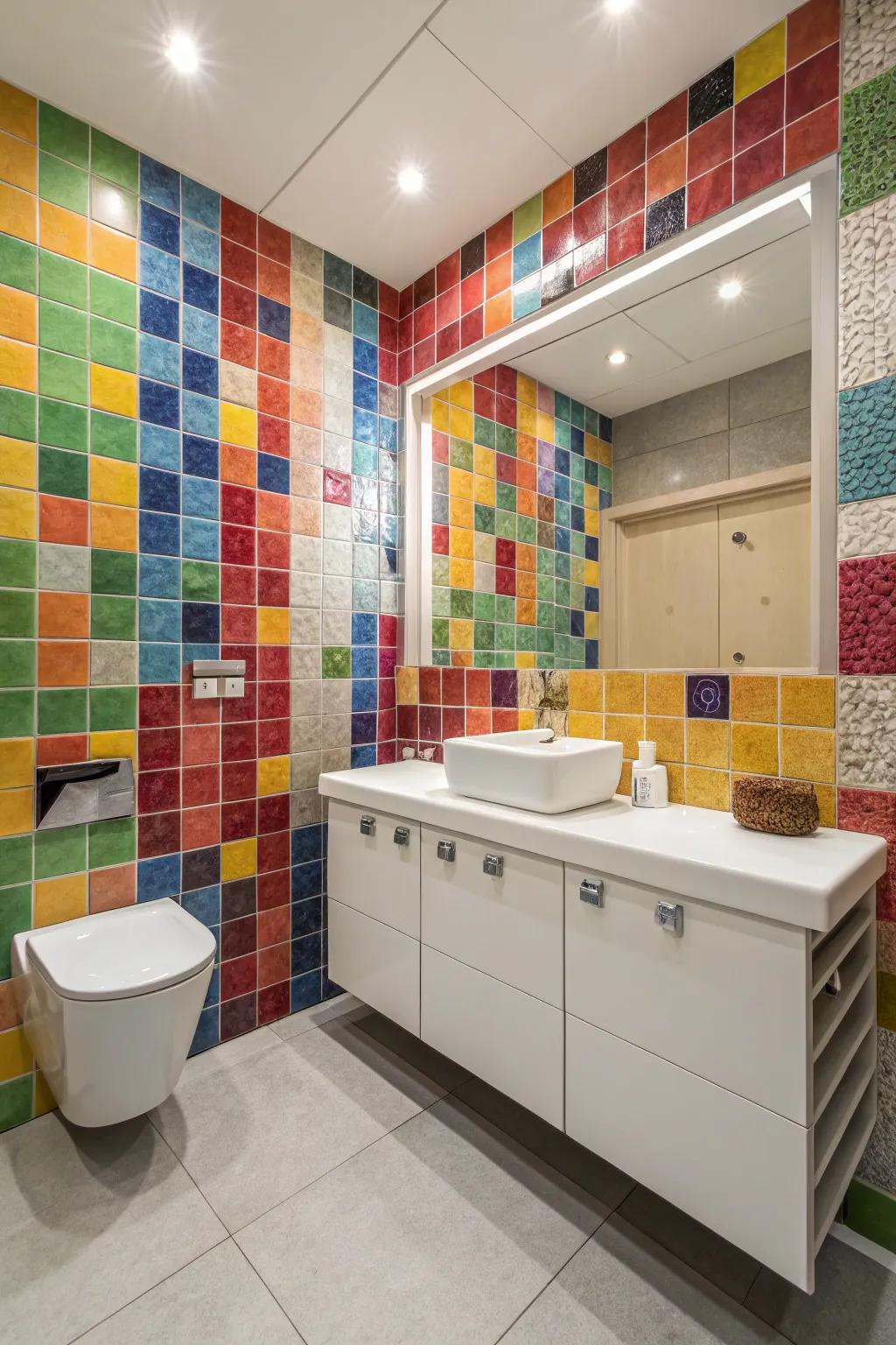 A highlight wall adds personality and style to your bathroom.