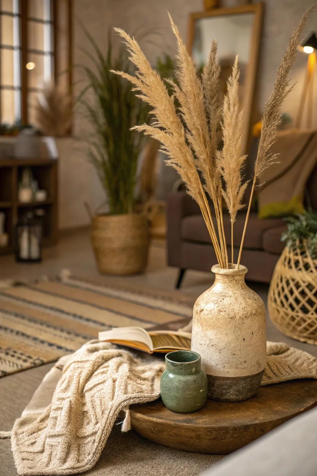 Infuse organic grace with feathered grass in your decor.