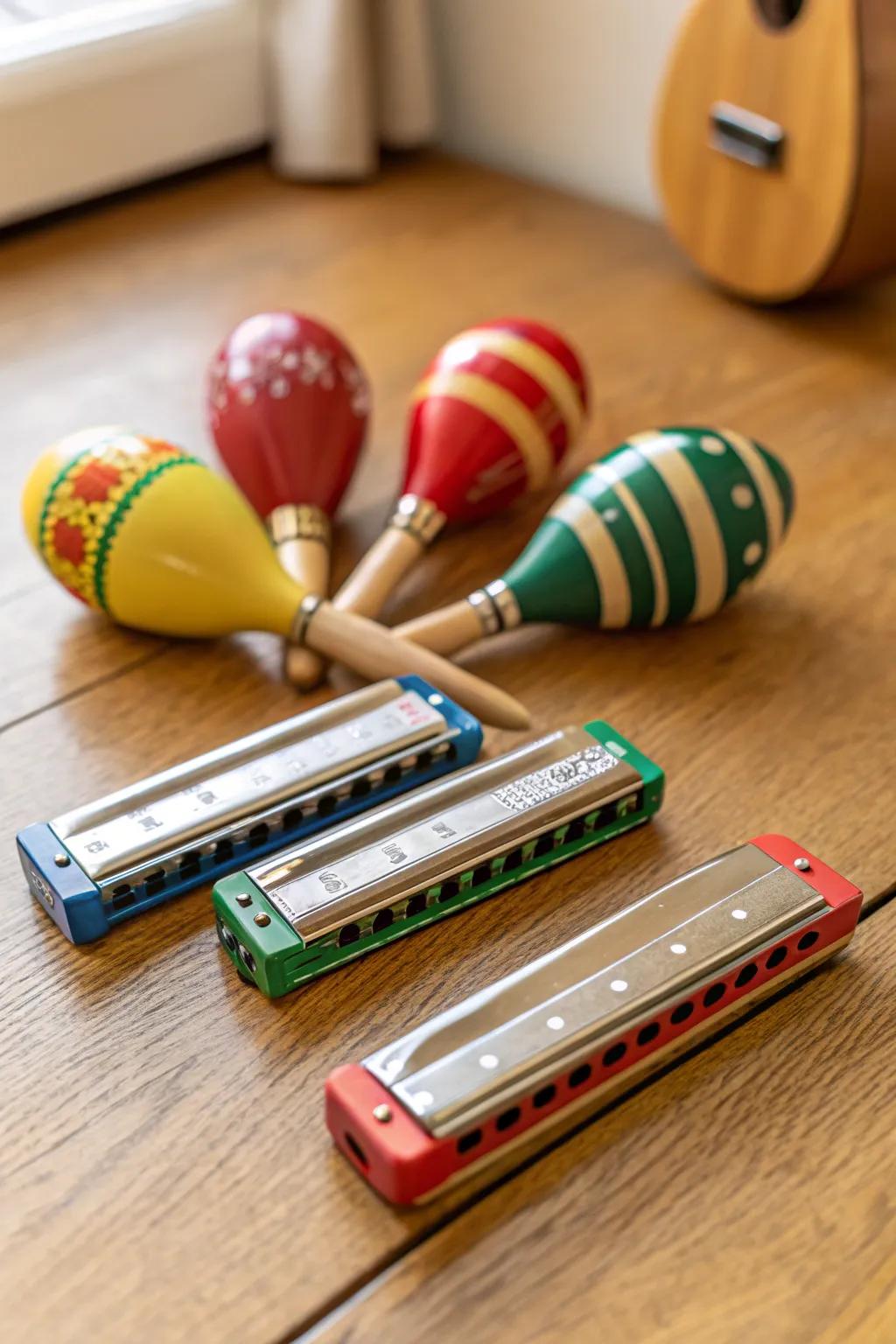 Small musical instruments to inspire young musicians.