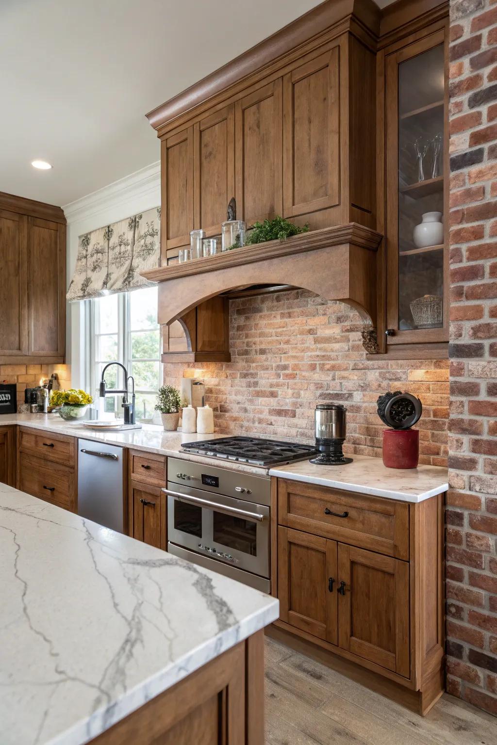 Brick paneling introduces an urban style with added texture.