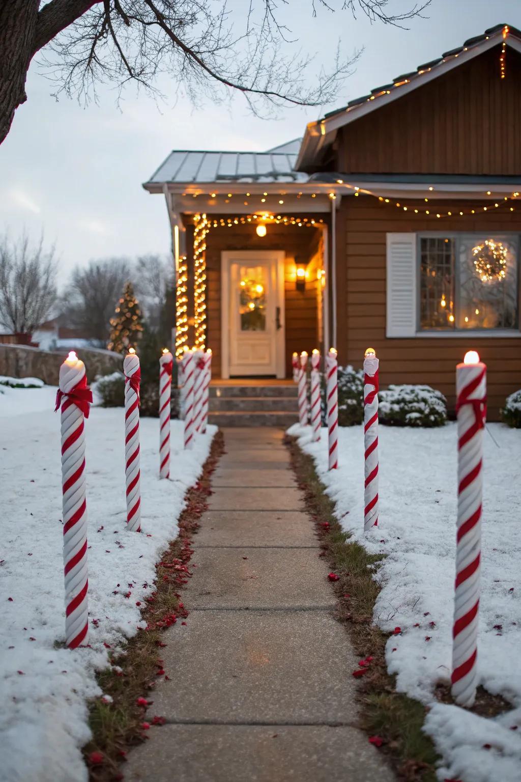 A twisted sweet pathway guides visitors with celebratory flair.
