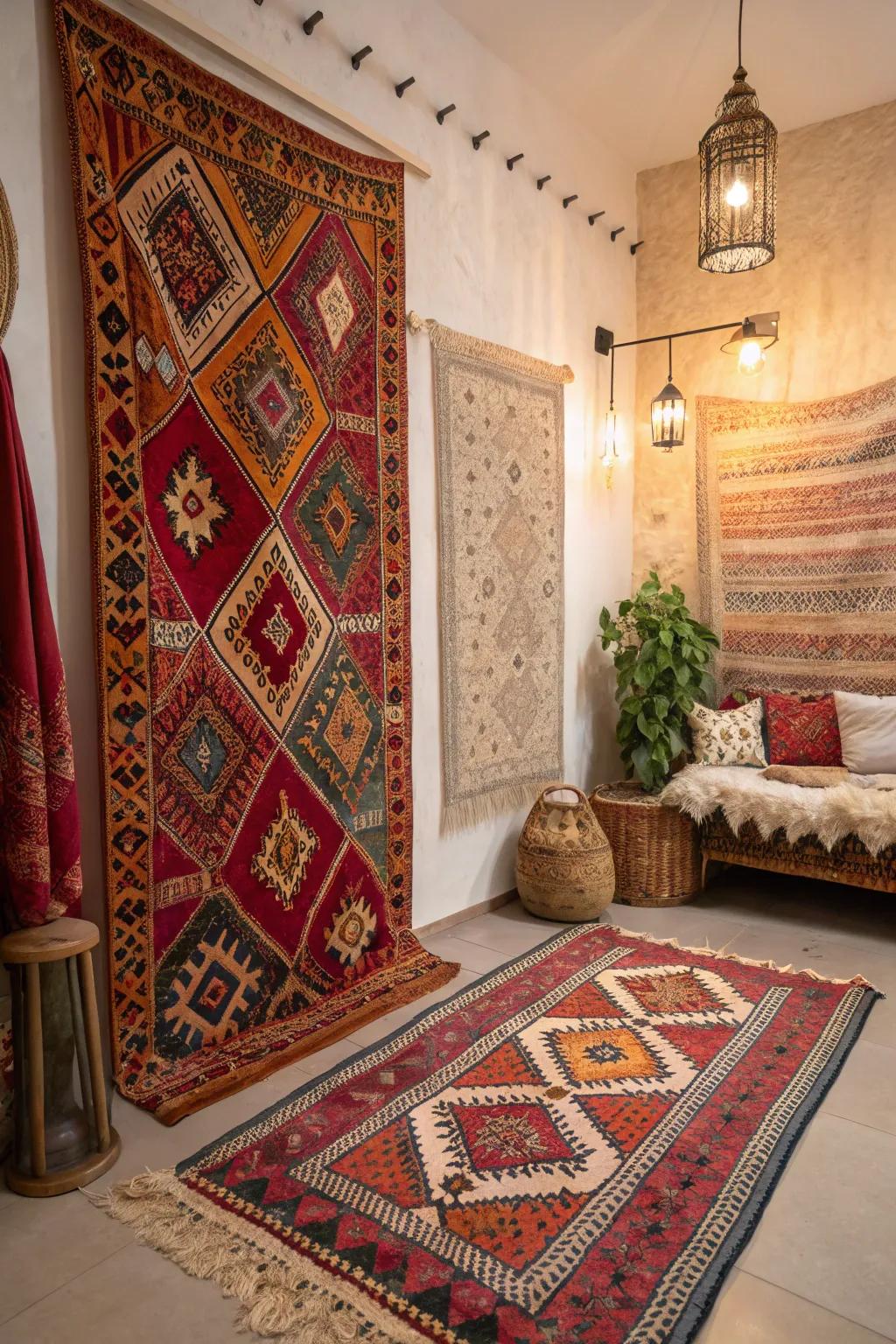 A room enhanced with global accents for a varied touch.