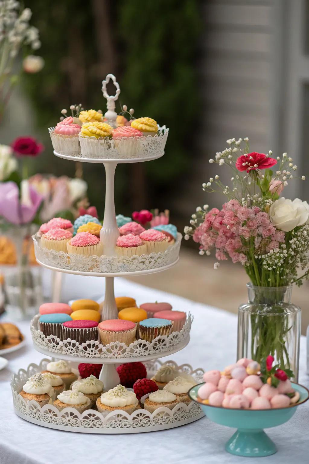 Tiered stands add height and visual interest