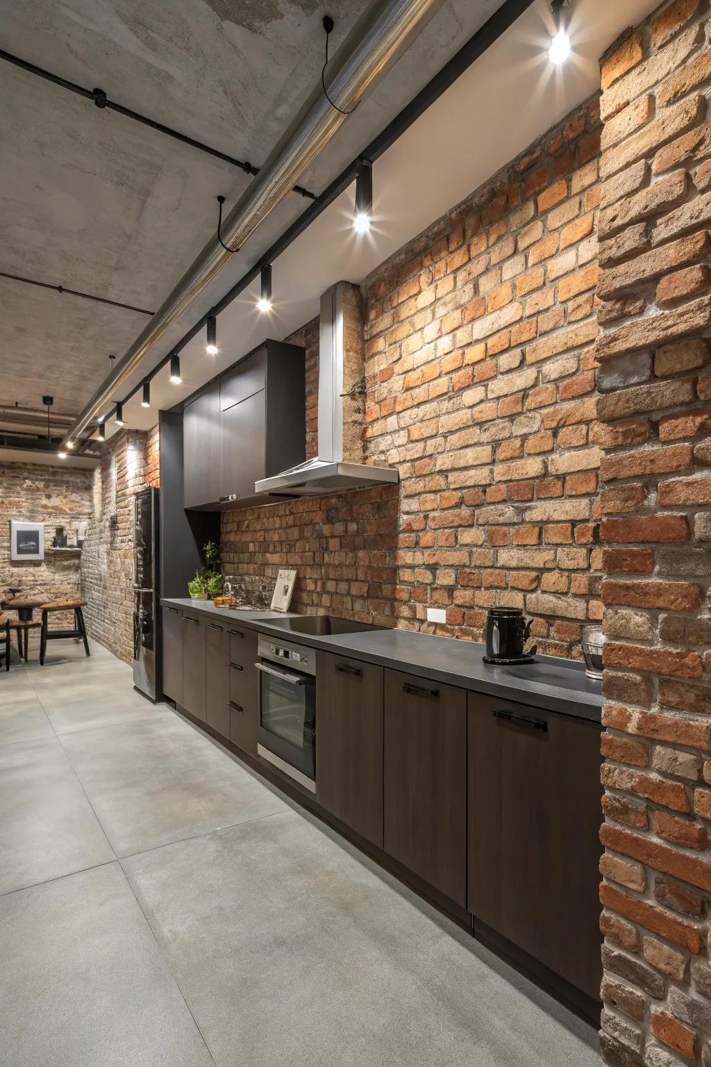 Brick accents impart an industrial feel.