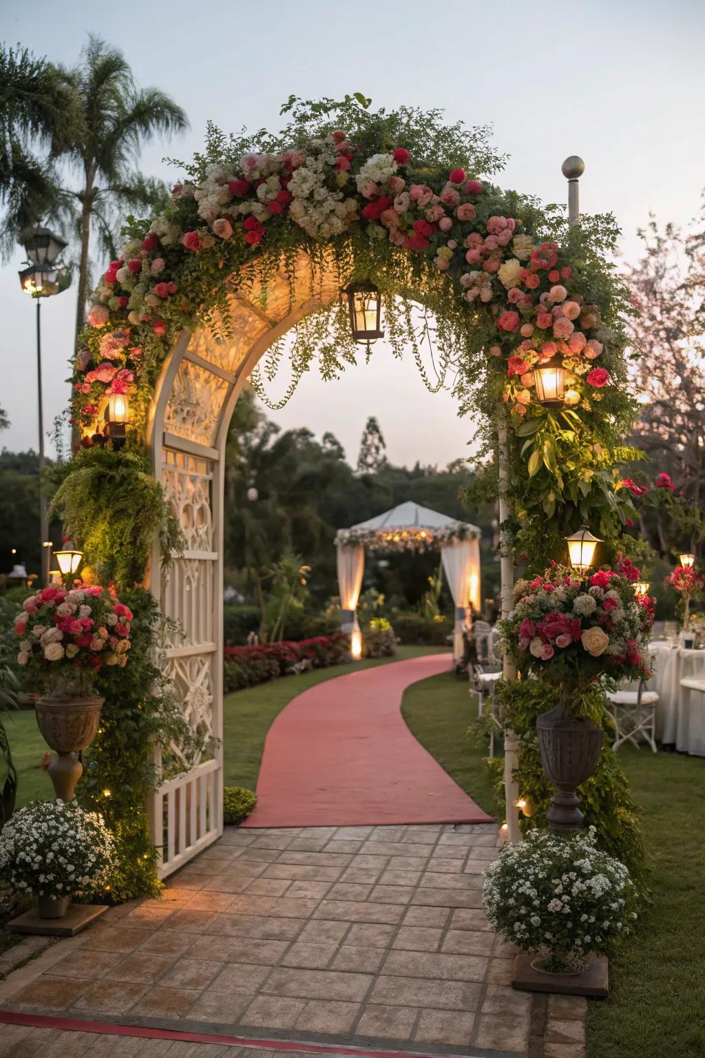 Entry arches set the stage for an enchanted evening.