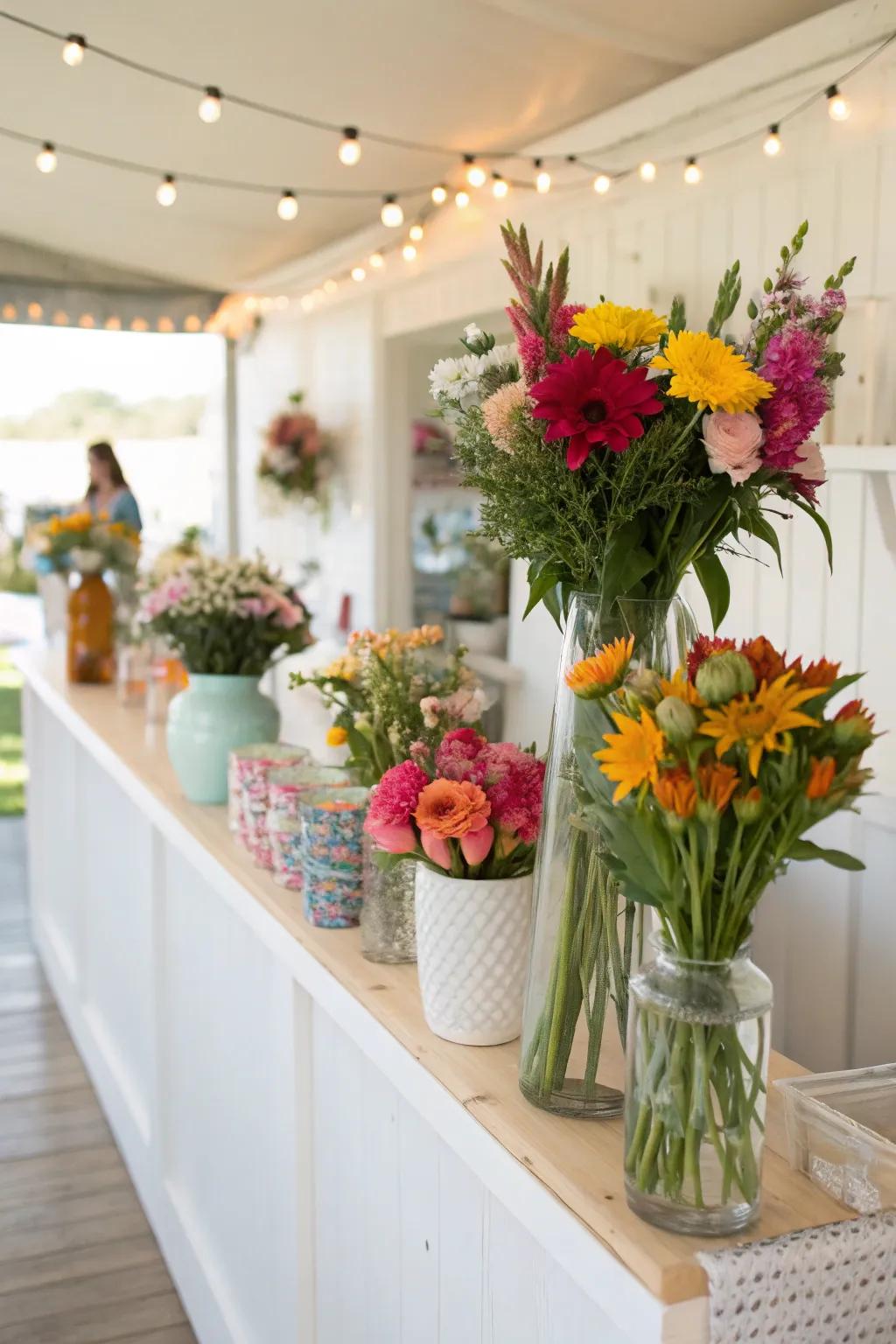 A DIY blossom station offering visitors a creative and lasting memento of the brunch.