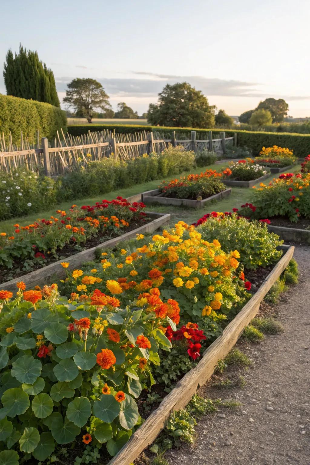 Consumable flowerbeds add both color and culinary potential.