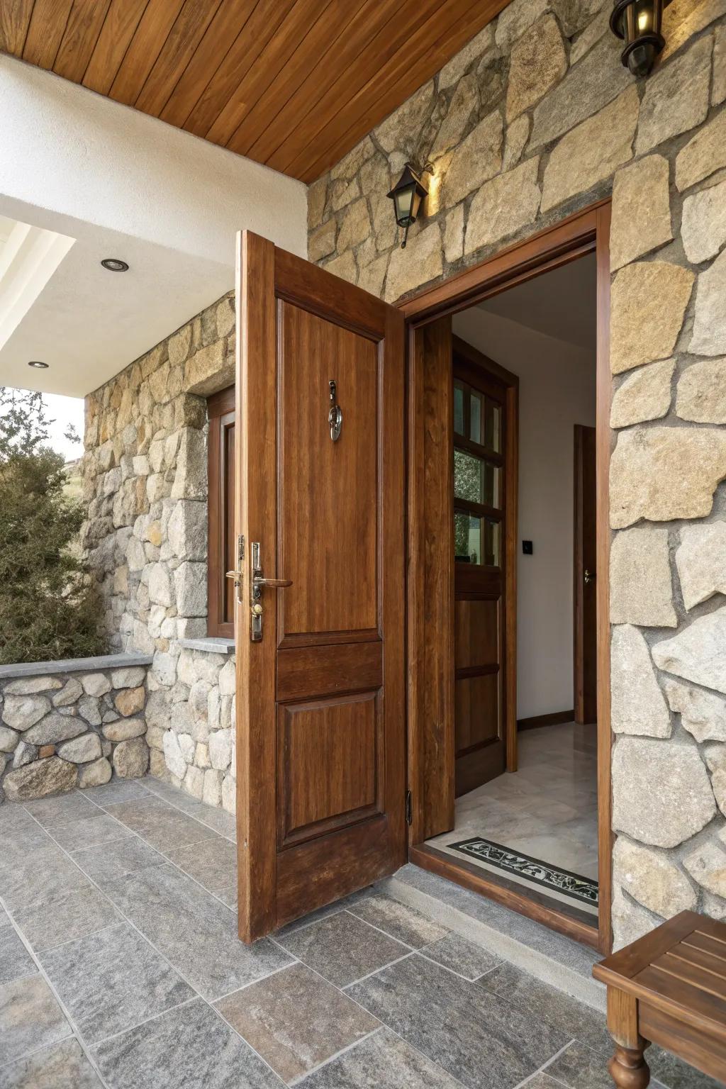 Layered textures add depth and intrigue to your entryway.