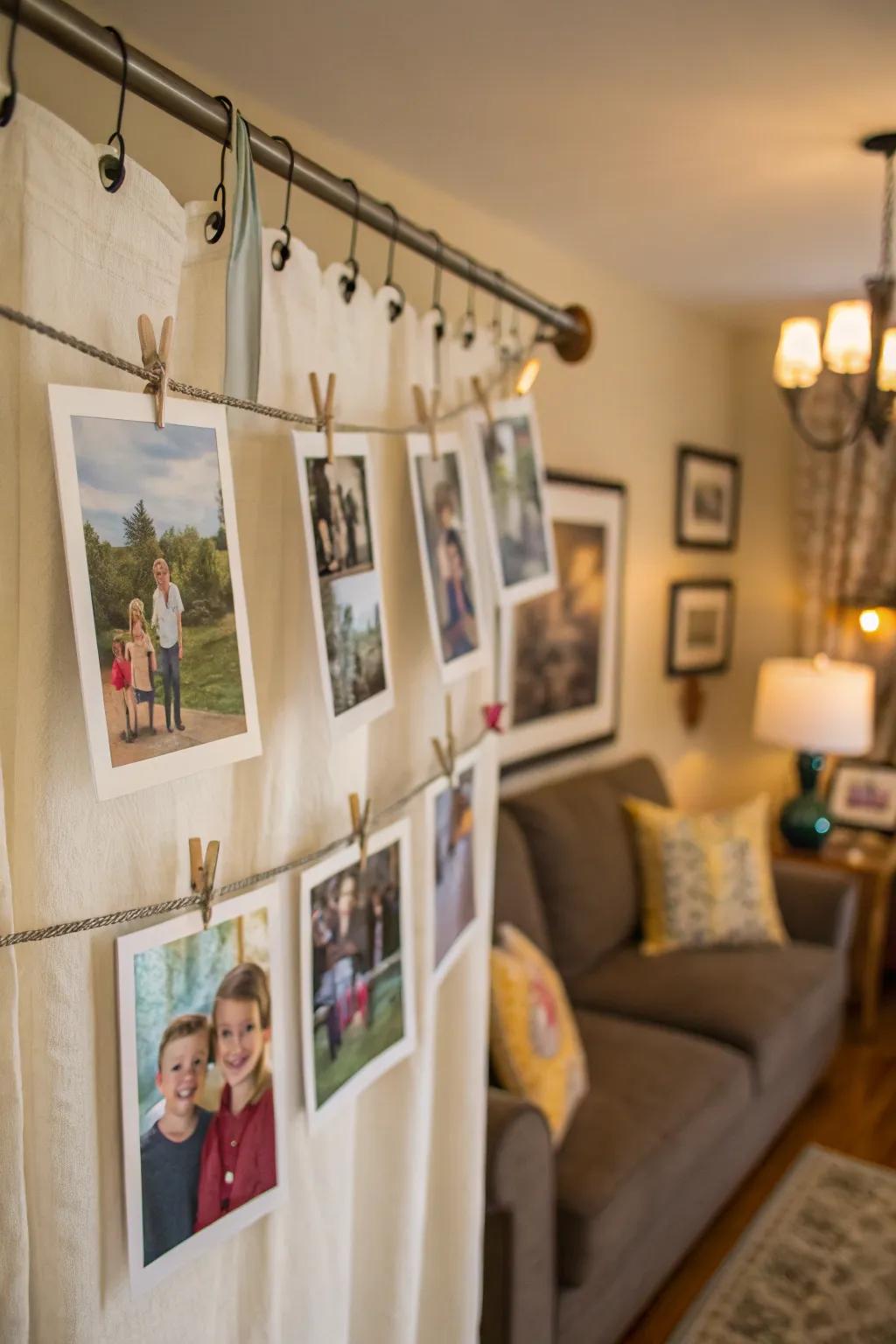 Drapery rod hangers for a creative presentation.