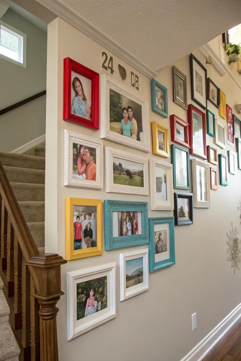 Artistic abstract arrangement of family photos.