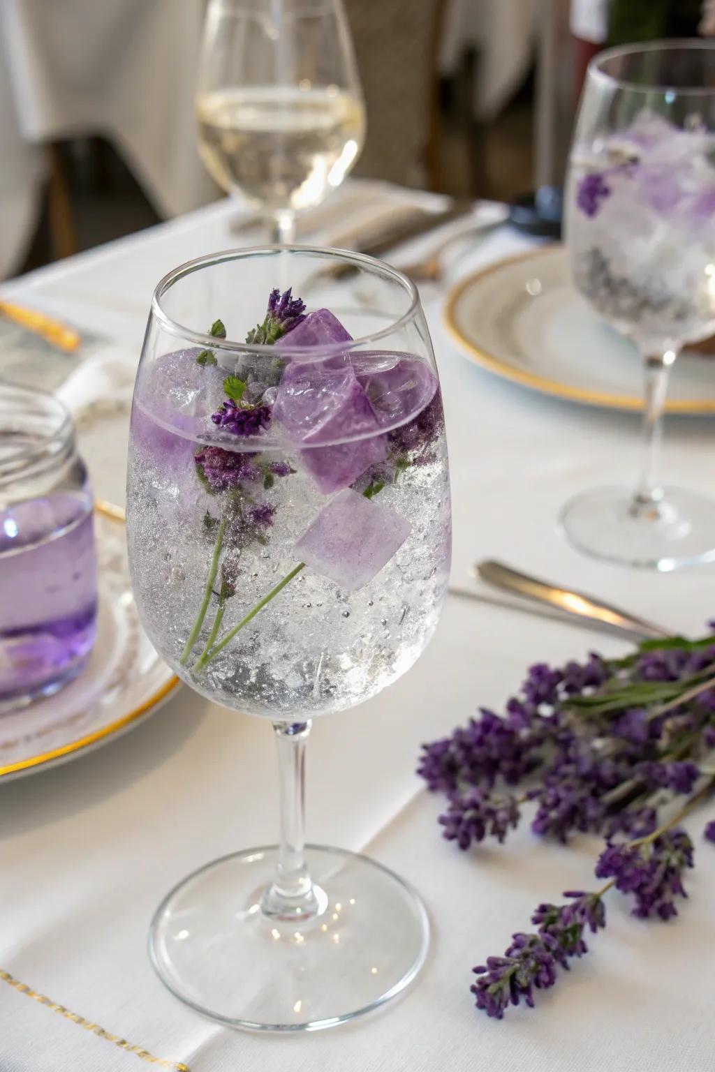 Lavender ice cubes for a soothing hint.