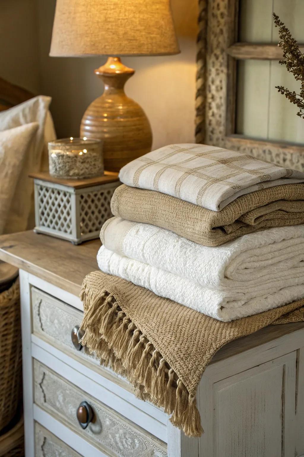 Layered textures create depth and intrigue.