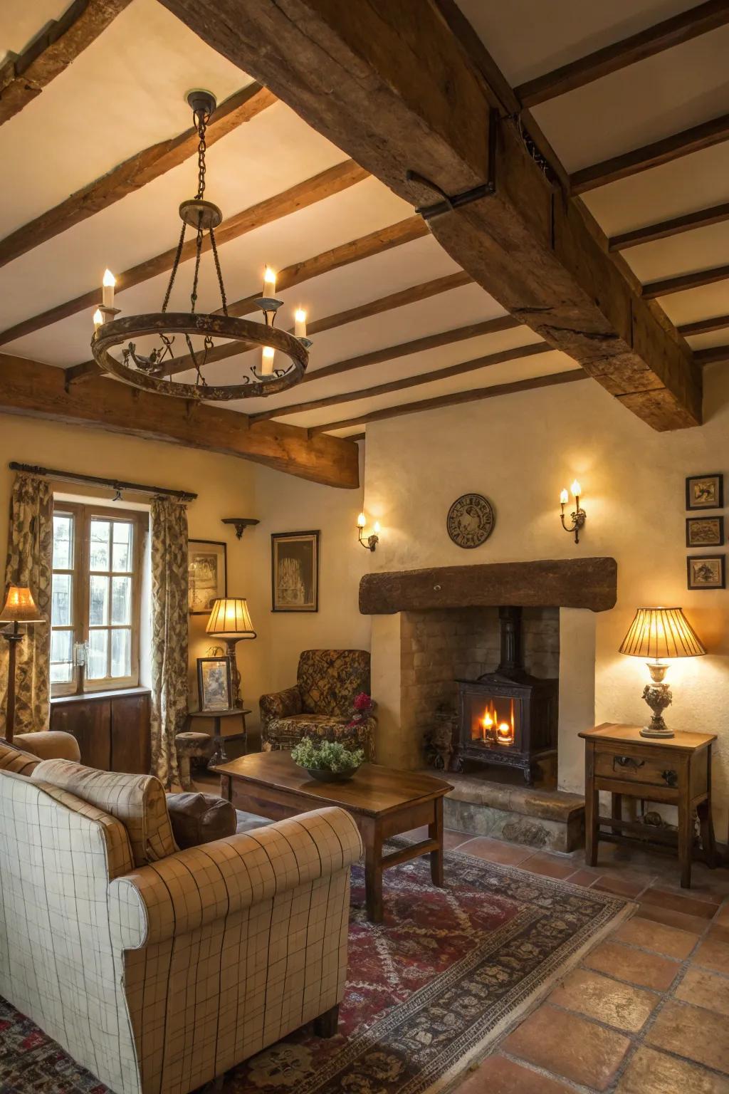 Lighting that enhances country charm and warmth.