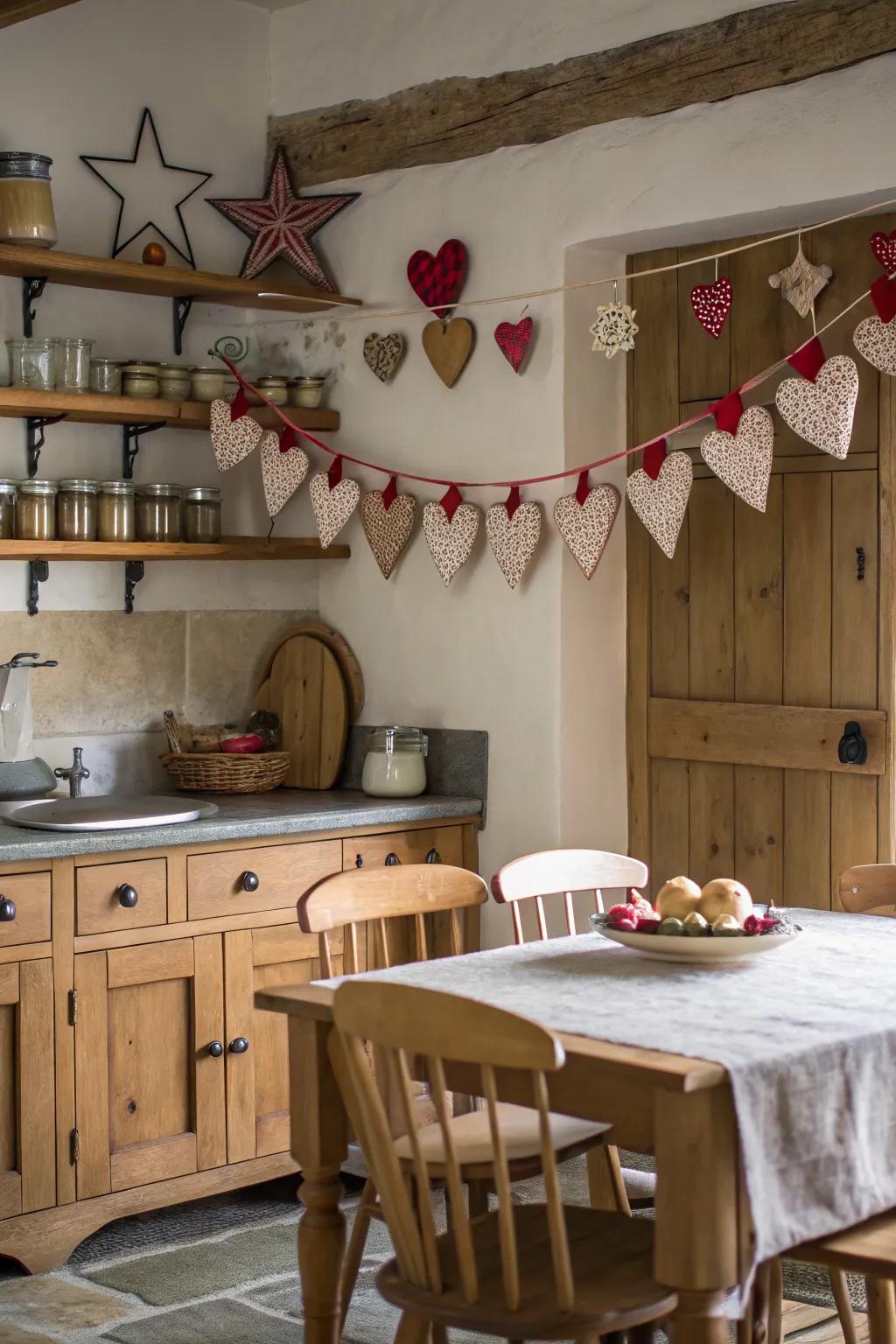 Rustic felt garlands deliver an authentic farmhouse sensation to any kitchen.