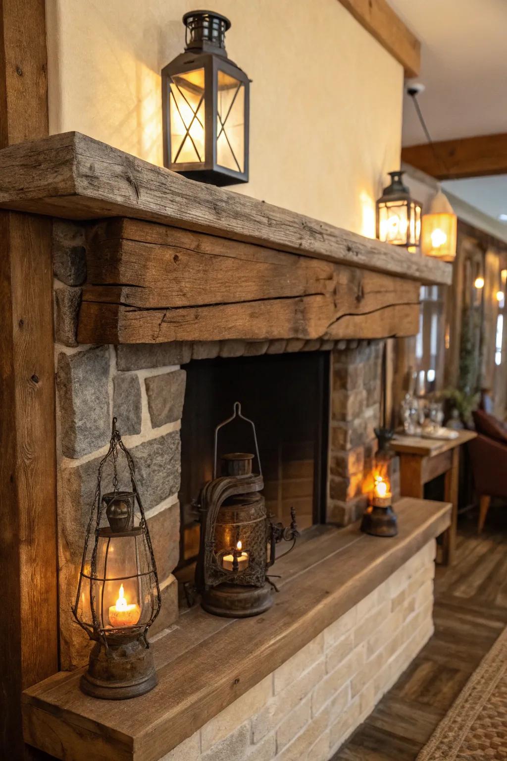 Country style with wood and old lights.