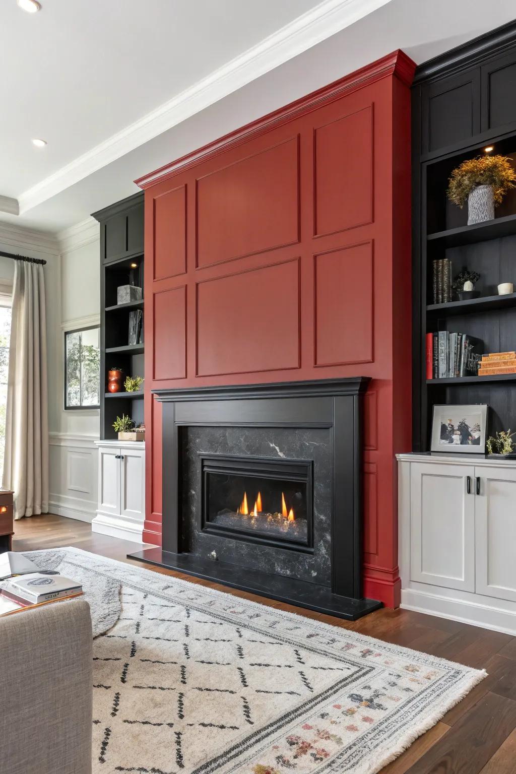 Contrasting tones make this fireplace a standout feature.