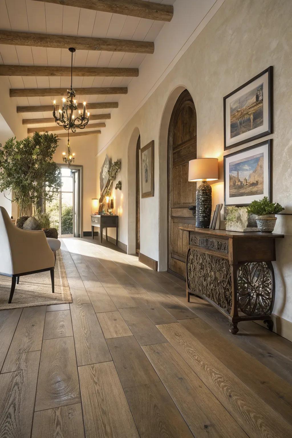 Mixed-width planks impart dimension and a custom feel to floors.