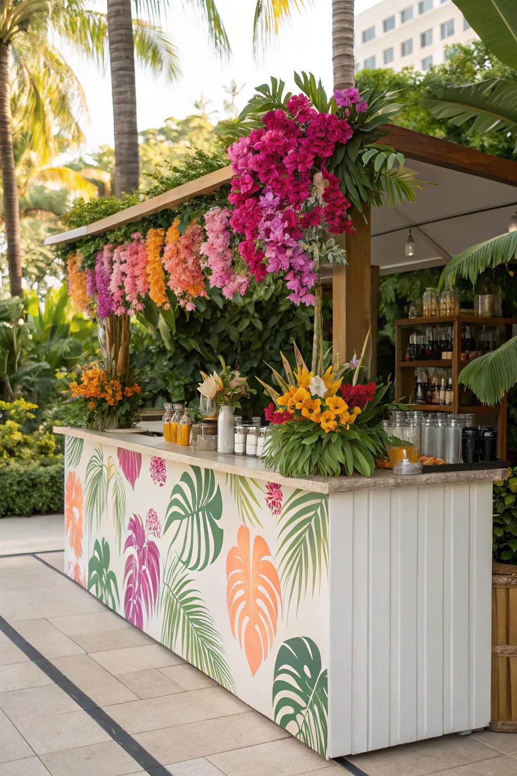 Themed flower bars transport guests to another realm.