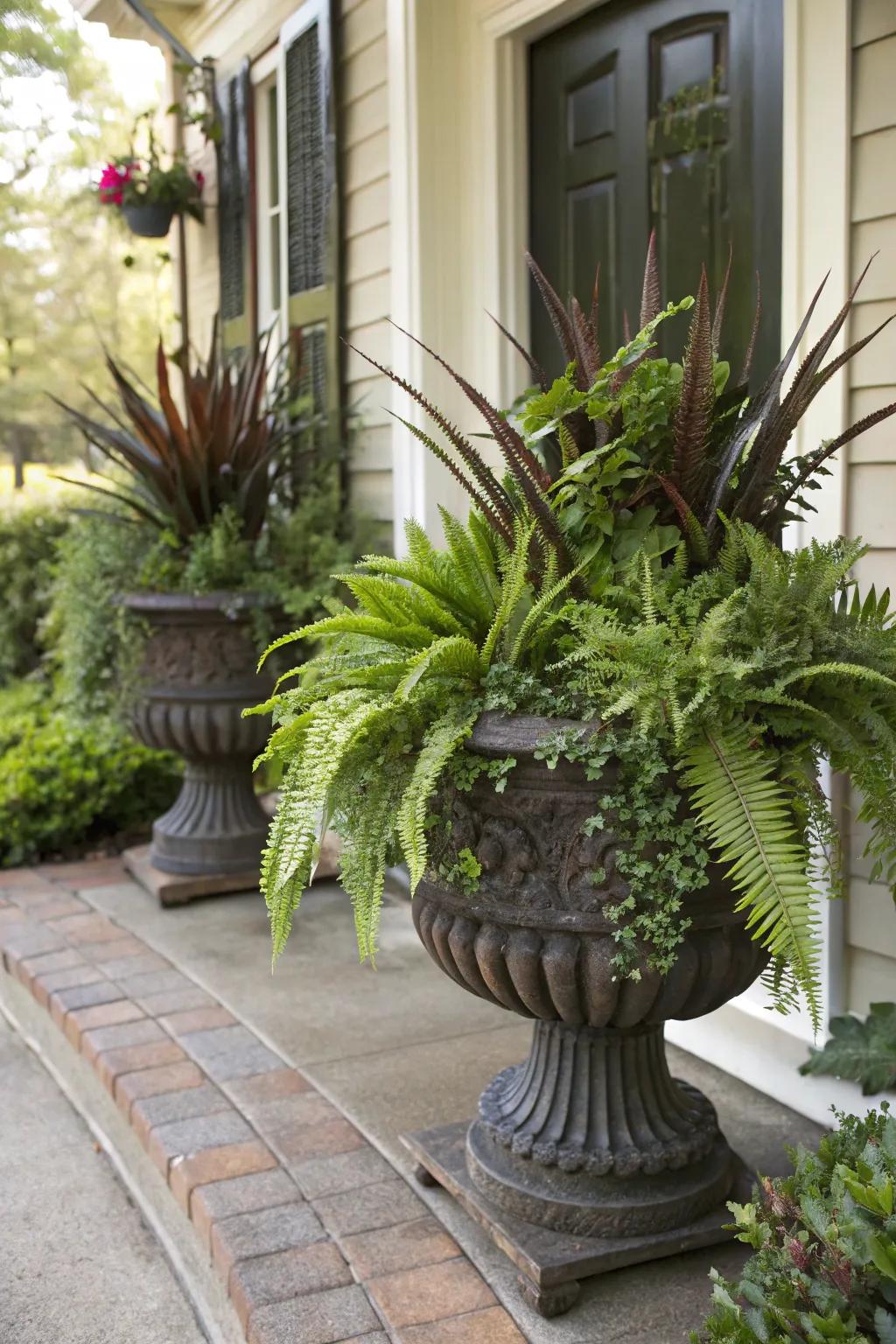 Blend different textures for a rich and dynamic planter.