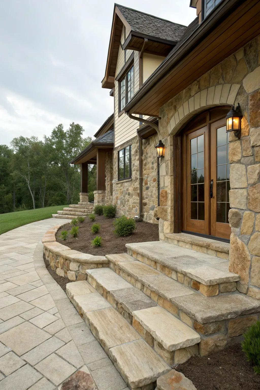 Stonework accents to boost design.