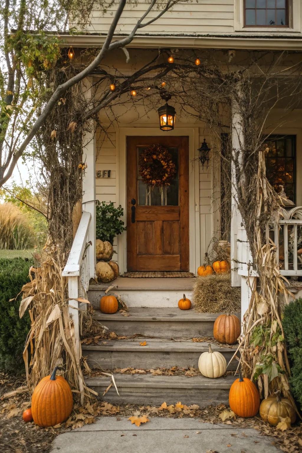 Nature-inspired components harmonize beautifully with pumpkins.