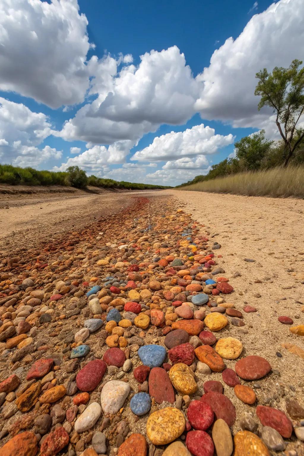 Vibrant gravel introduces a playful and lively dimension to your stream bed.