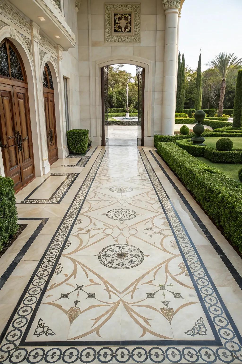 Pearlstone pavers elevate your path with grace and opulence.