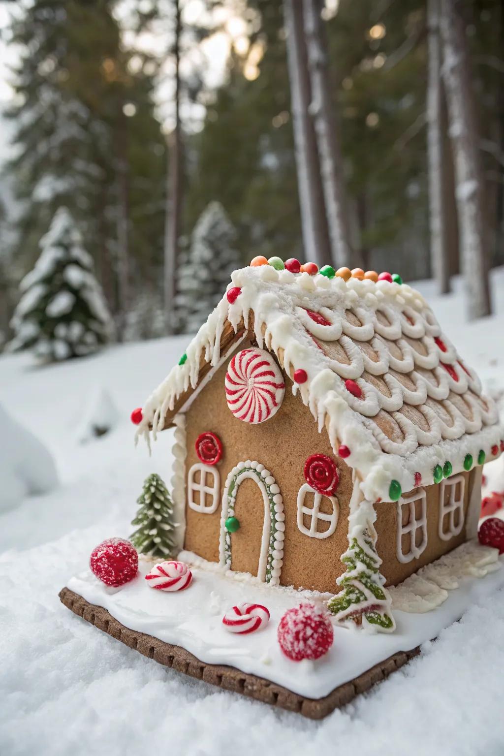A gingerbread dwelling exhibiting a whimsical contortion