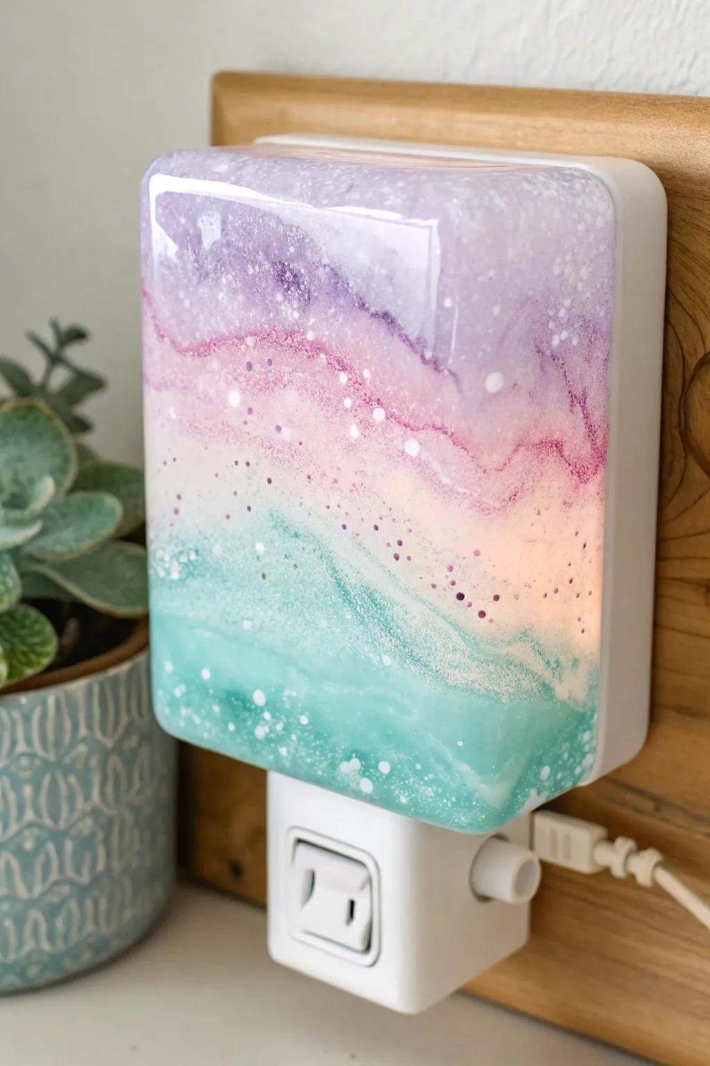 Illuminate your dreams with a watercolor-inspired illuminated glass art, capturing the essence of minimalist elegance and boho charm.