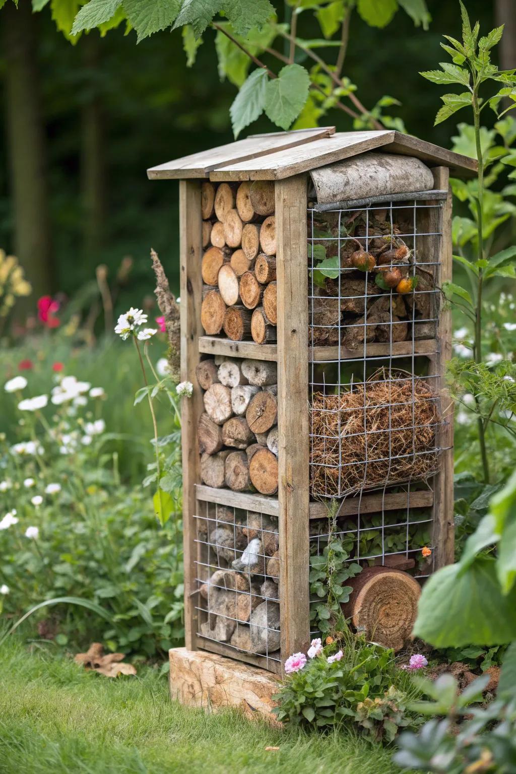 Invite nature into your garden with a gabion bug hotel.