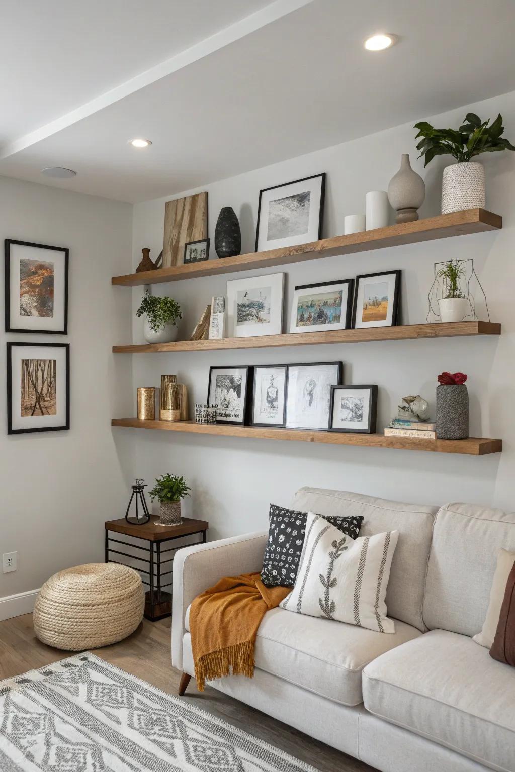Keep your display current with shelves.