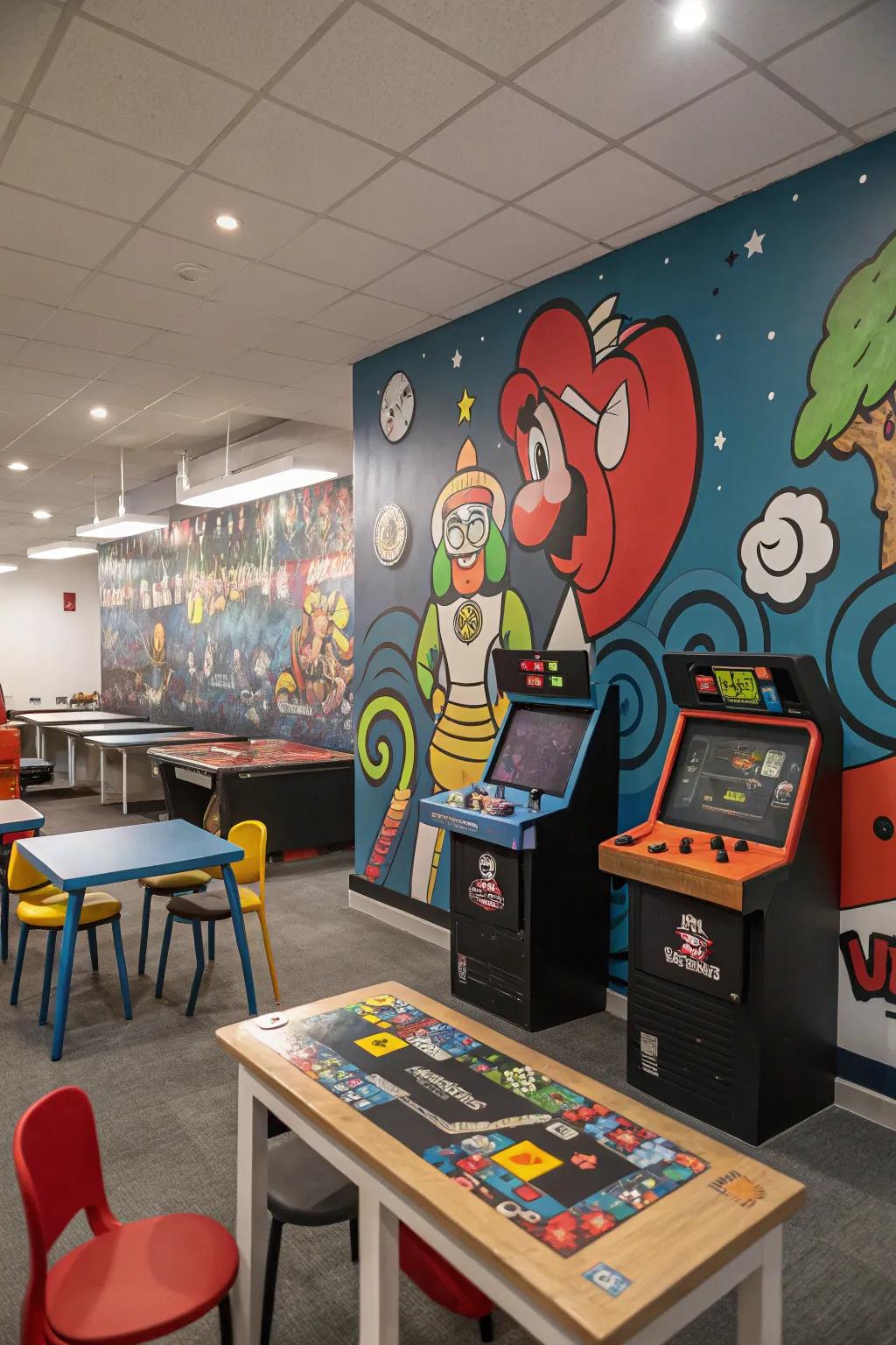 Appealing murals giving the area flavor.