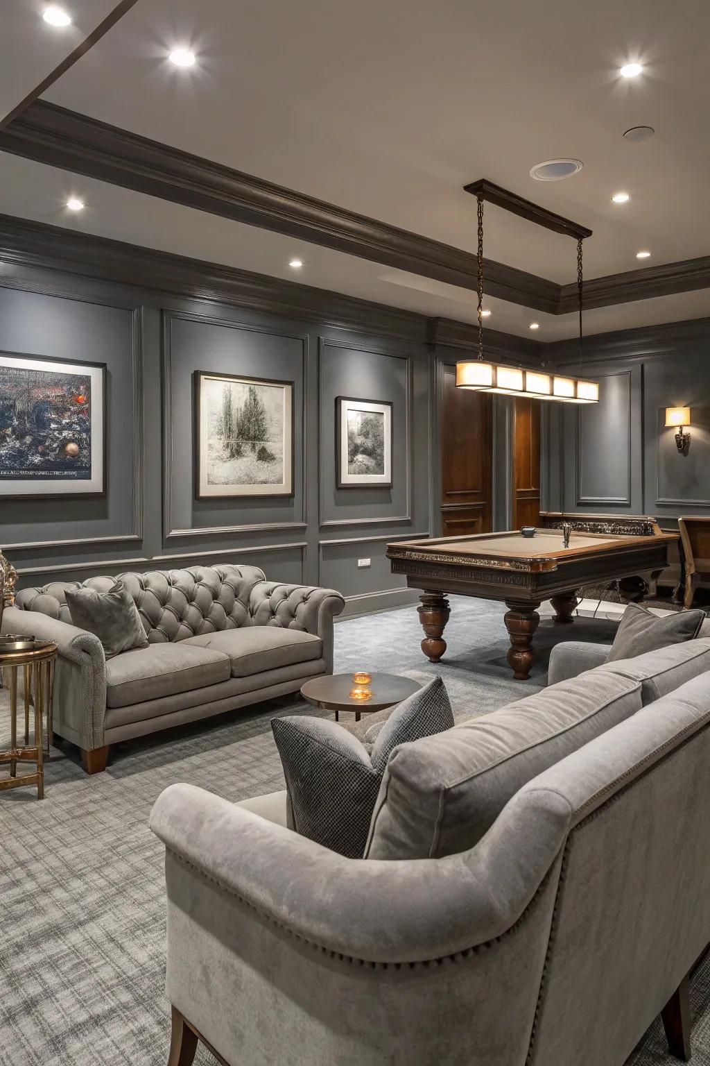 A versatile and stylish backdrop is created by the gray tones.