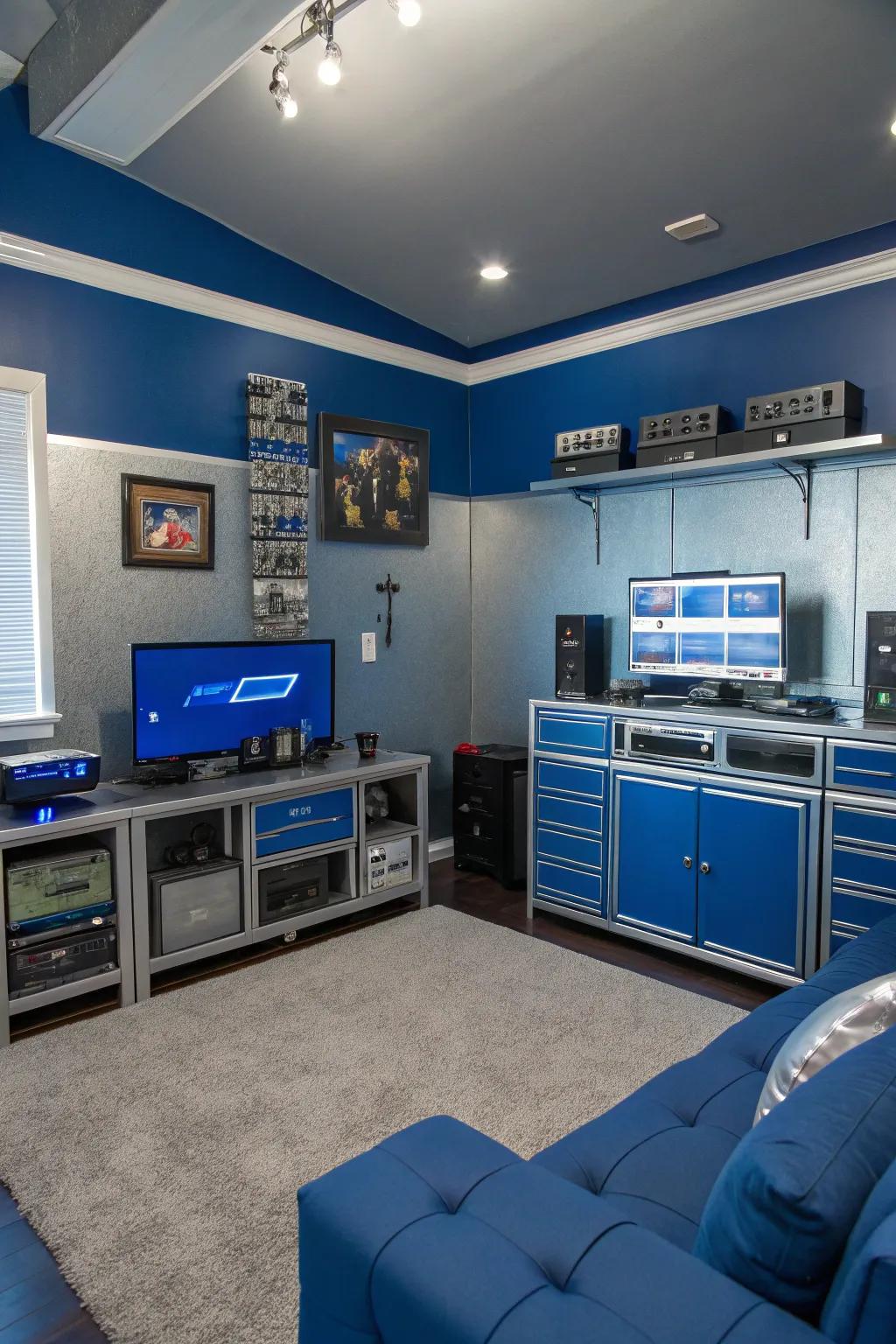A harmonious color motif enhances the overall aesthetics of your gaming room.