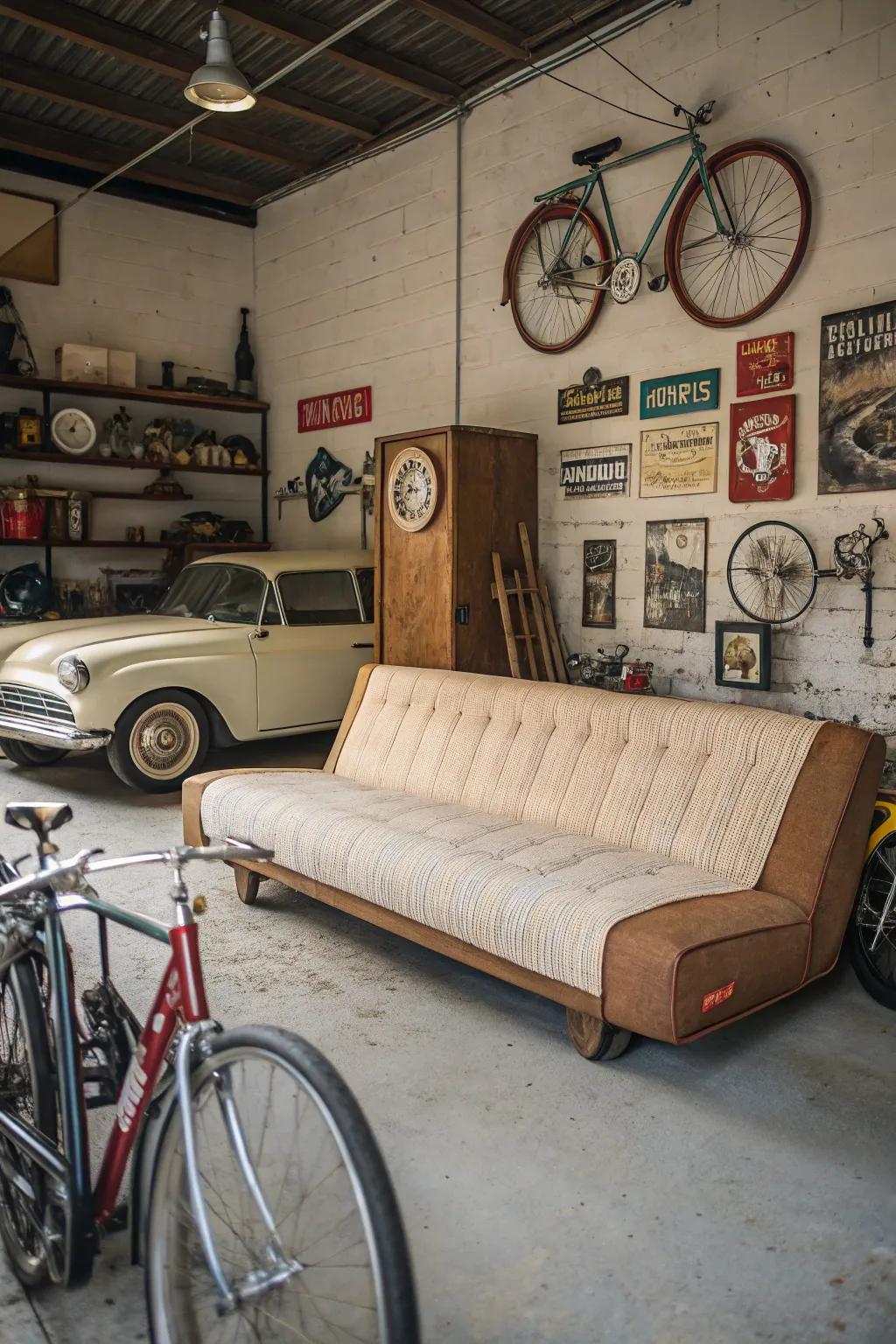 Retro folding seating blends vintage charm with modern function.