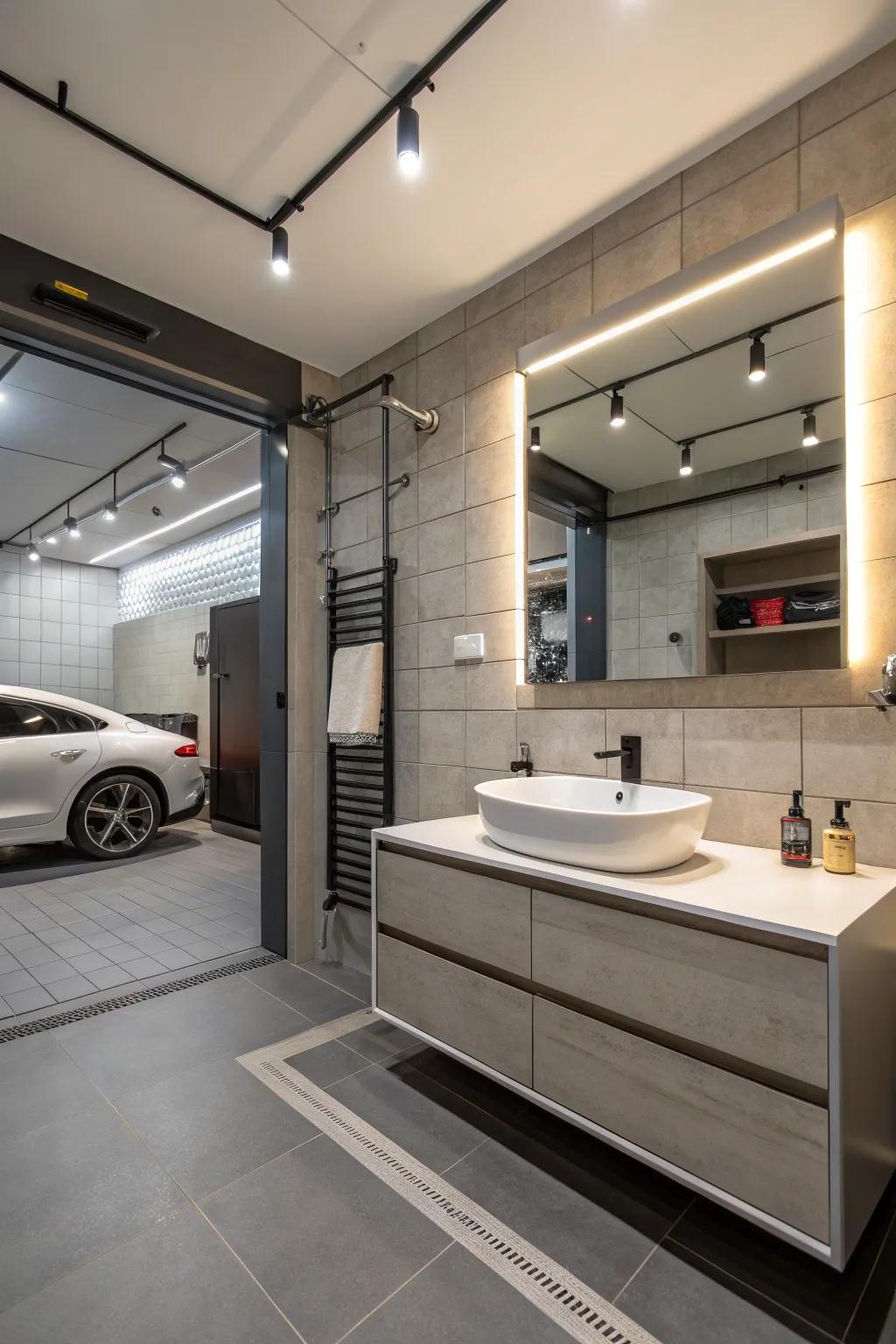 A lavish bathing area offers a hint of luxury.
