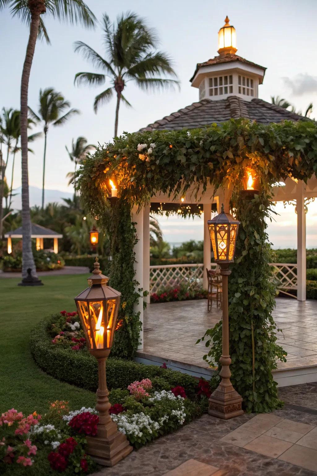Cane torches imbue your gazebo with a tropical, exotic flair.