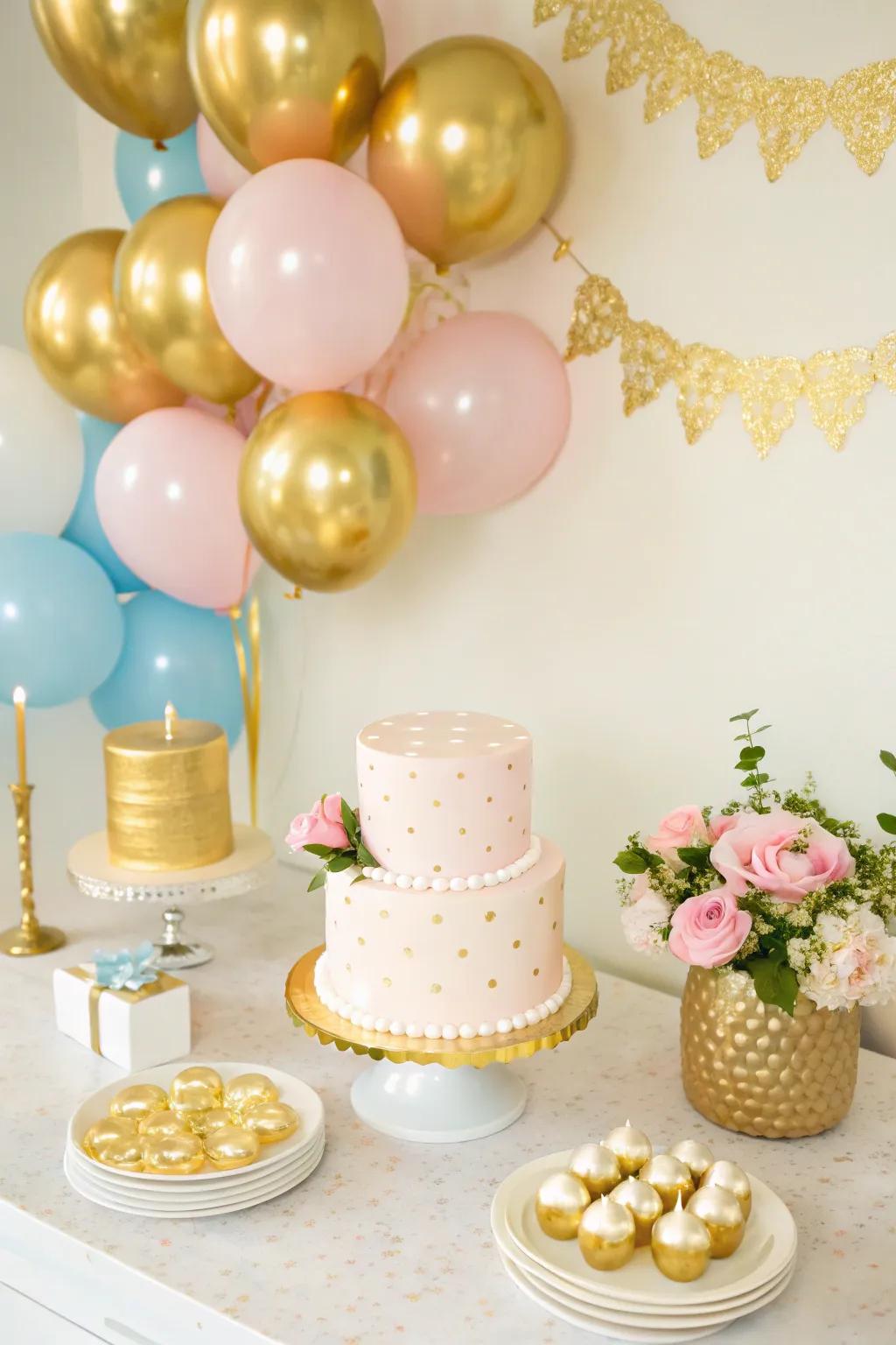 Metallic accents bring both elegance and radiance to the overall decoration scheme.