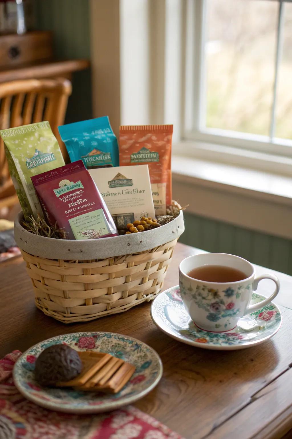 A tea-infused treasure-filled basket ideal for tea aficionados.