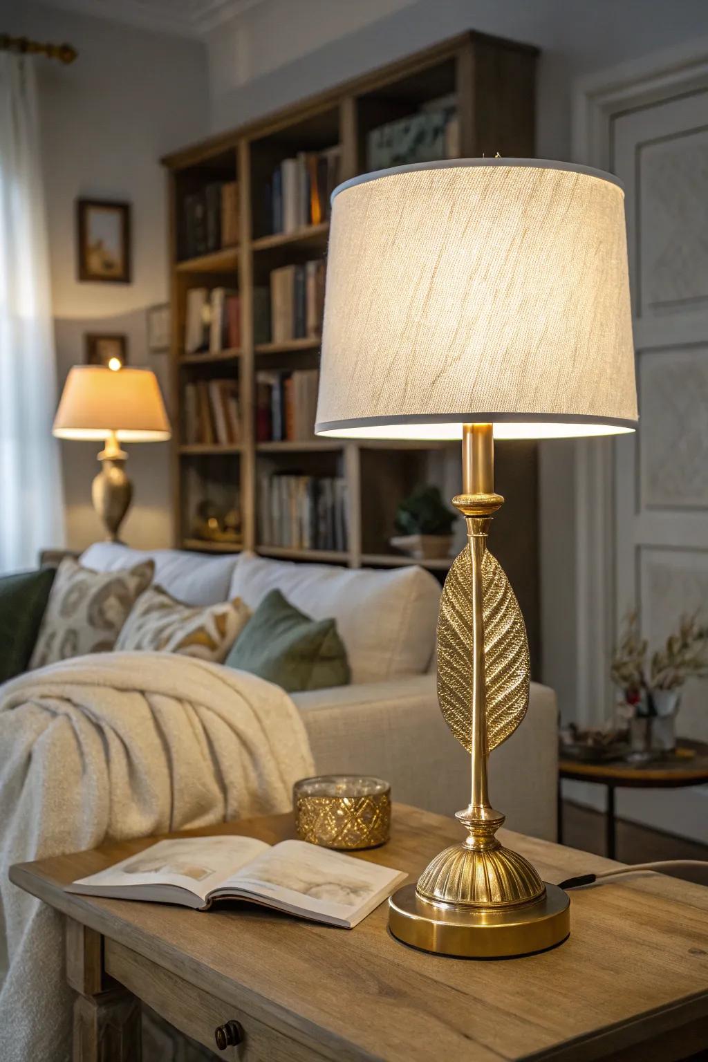 Brighten your area with gilded lamp bases.