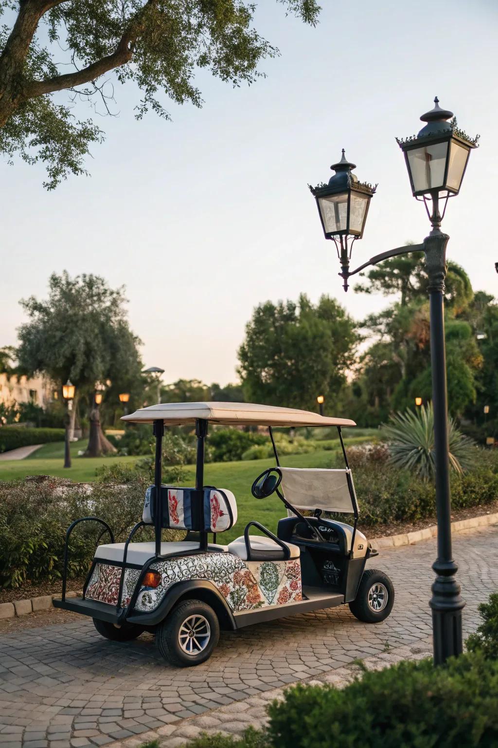 Infuse classic splendor into your golf cart through ageless embellishments.