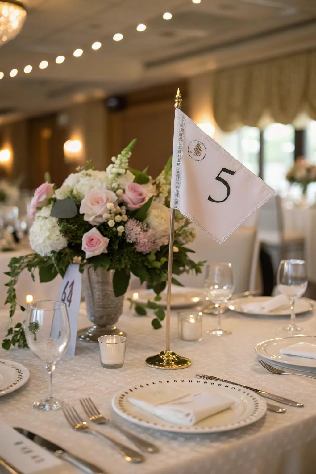 Golf banner table markers bring a creative twist to seating plans.