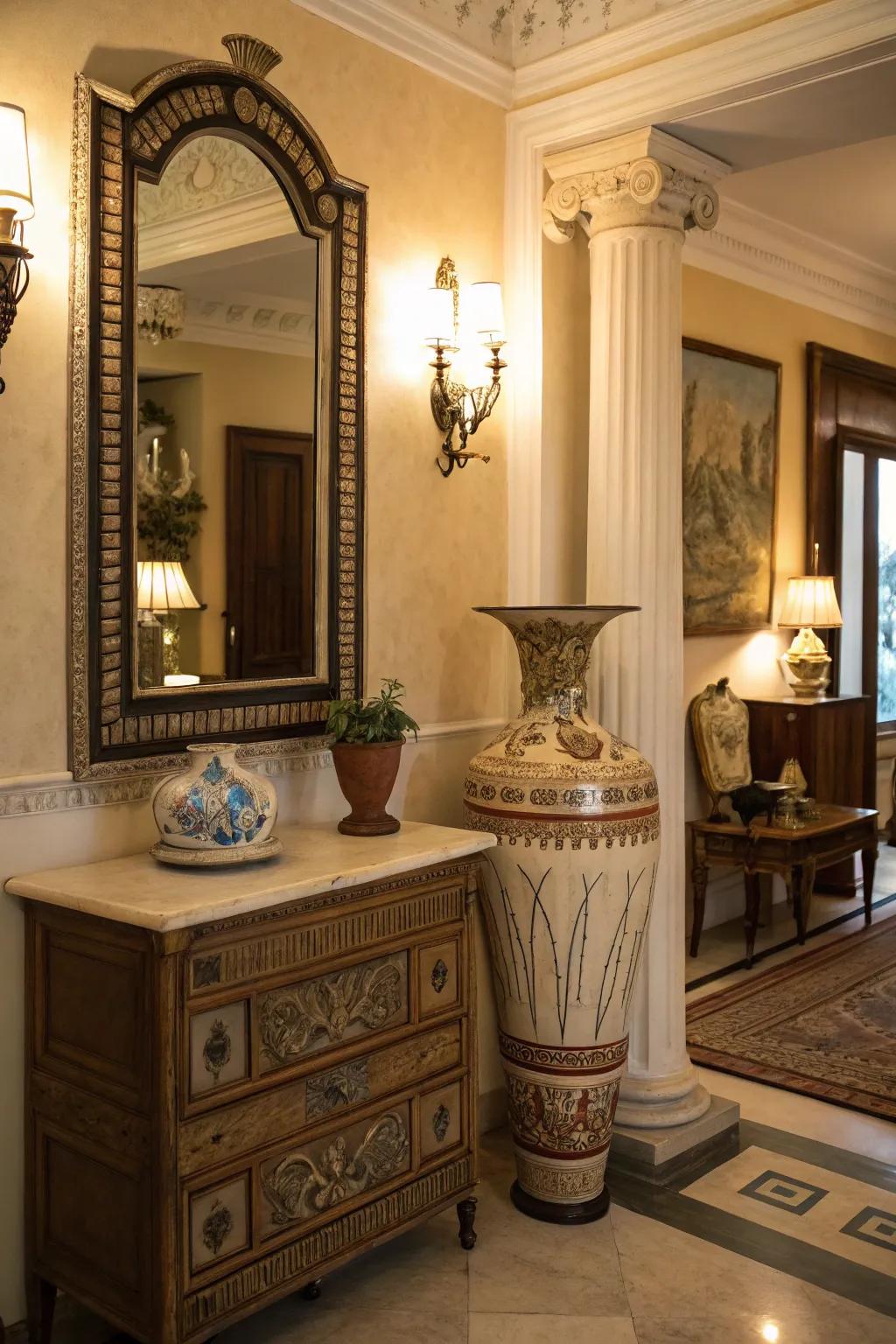 Retro pieces add character and depth to Hellenic decor.