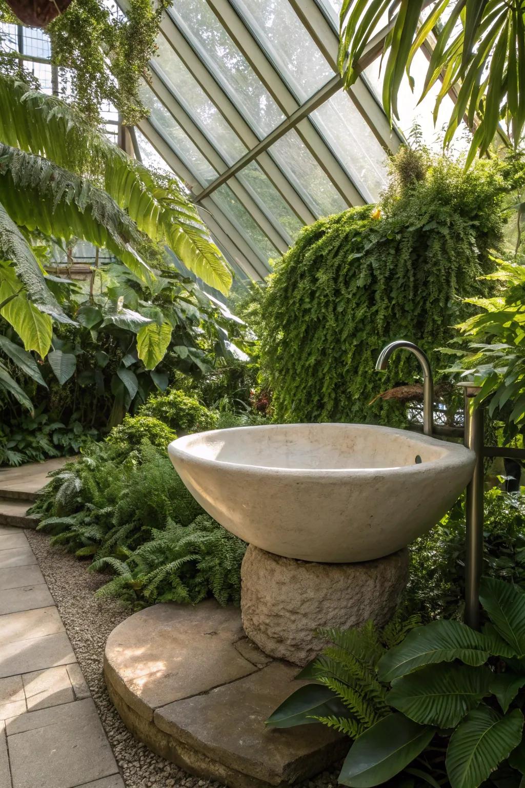 A sculpted sink that serves as both a functional and artistic element.