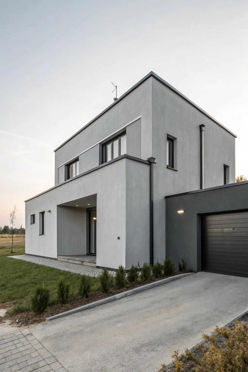 Modern simplicity achieved with a serene grey façade.