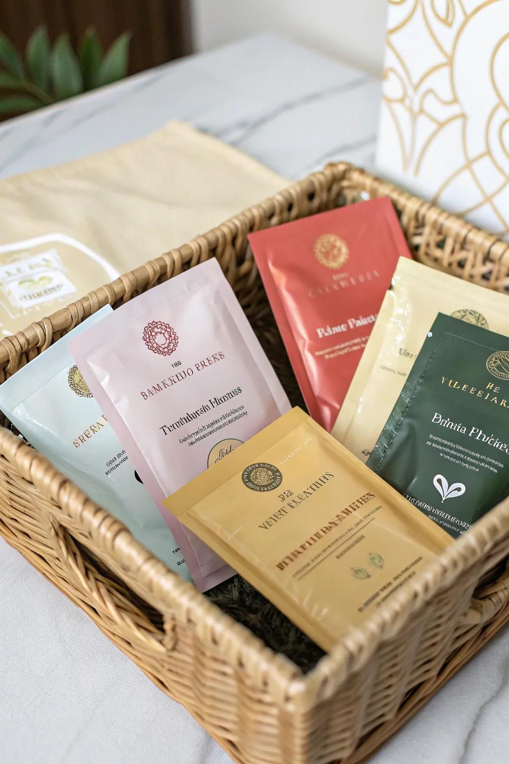 Pamper your visitors with a choice of face masks.