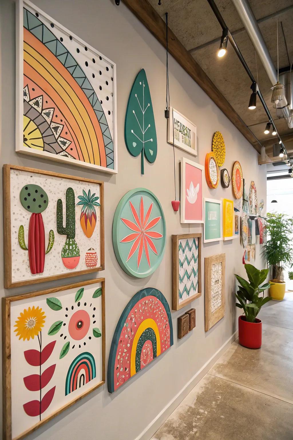 Imaginative wall decor celebrates individuality.